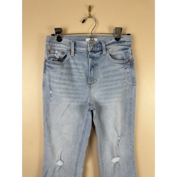 PISTOLA Medium Wash Straight Crop Jeans with Raw Hem, Distressed, Mid Rise 27 - Picture 2 of 14